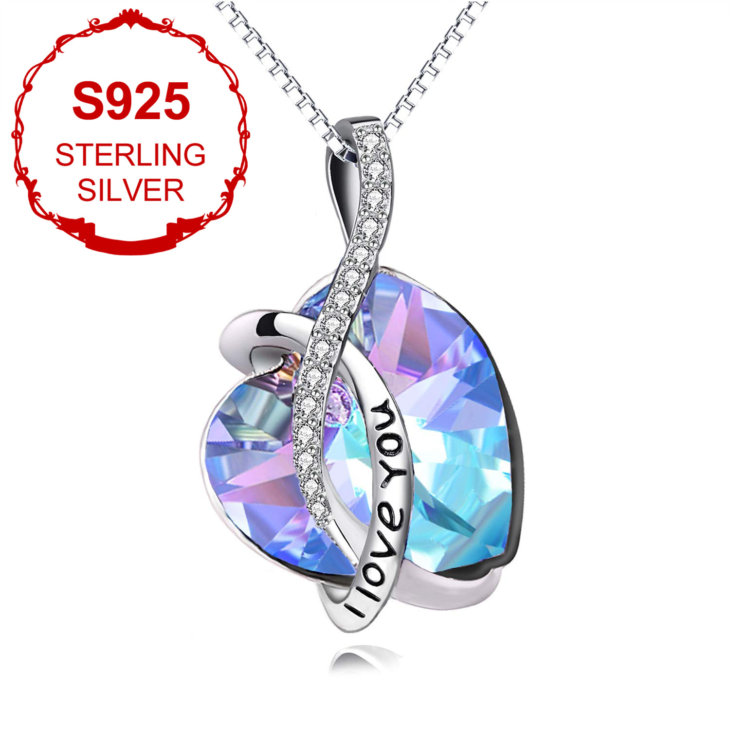 Women's Birthstone Love Necklace — S925 Silver